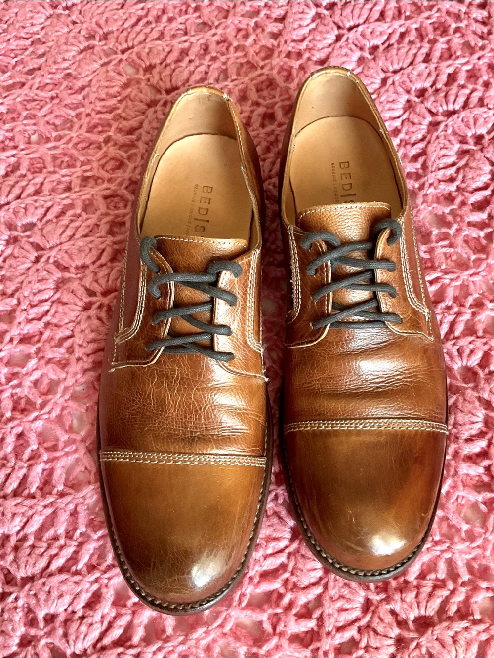 Bed Stu Men's Tan Leather Cap-Toe Oxfords